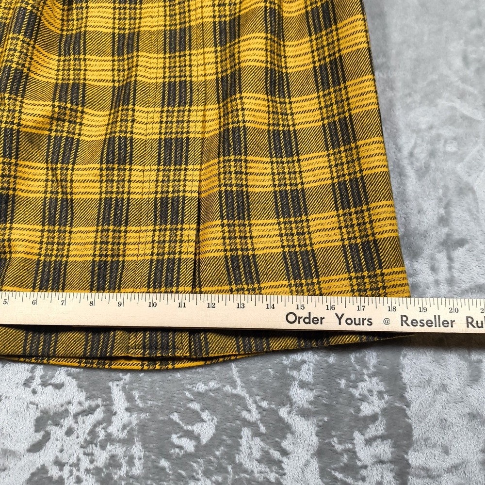 Vintage Valentino Boutique Skirt Womens 8 Yellow Plaid Tartan Wool A Line Midi - Picture 6 of 8